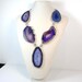 Statement necklace Agate Geode Druzy Lilac Purple Crystal Rock Gemstone Long Agate Necklace