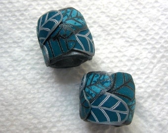 Dread Beads Teal Set of 2 You Choose Hole Size