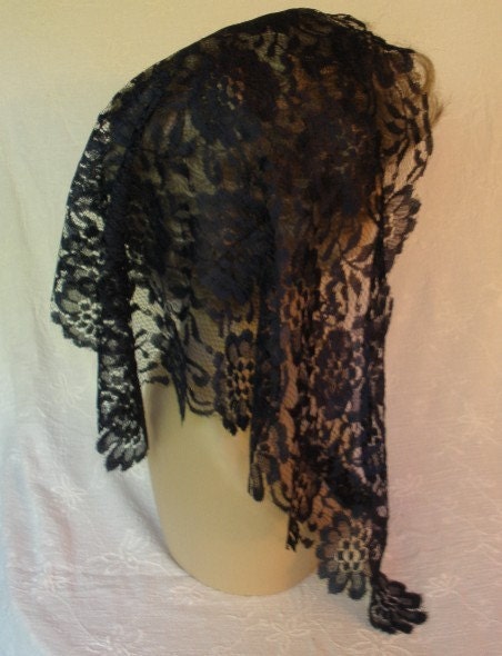 Black Lace Mantilla Headcovering The Spanish Rose Style