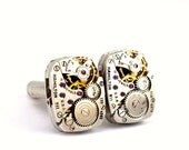 Steampunk Cuff links - Gorgeous Vintage HAMILTON Mens Clockwork CuffLinks Design - PROMPTLY SHIPPED - Steampunk Jewelry  London Particulars