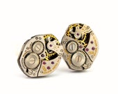 Steampunk Cuff links - Gorgeous BULOVA Mens Clockwork CuffLinks Design - PROMPTLY SHIPPED - Steampunk jewelry by London Particulars