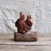vintage c. 1960s-80s carved wood red squirrel with nut