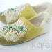 READY to SHIP Felted slippers KAREN with nunofelted silk, size 40, Us10