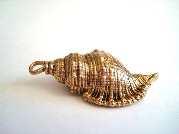 Goldtone Conch Shell Large Charm by VintageCharmPlace on Etsy