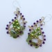 Beaded Paisley Earrings, English Country Garden earrings in amethyst, peridot and pearl