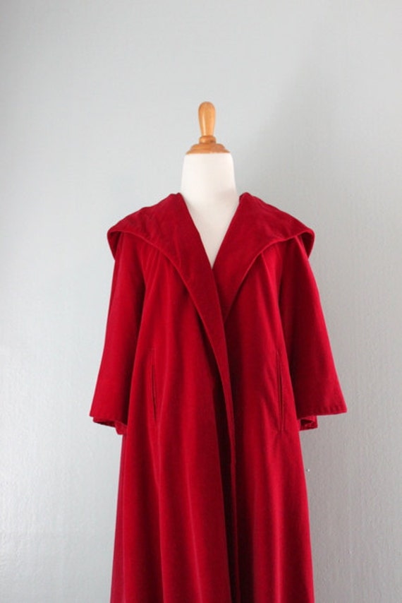 1950s Coat / Vintage 50s Scarlet Red Swing Coat / 50s Red