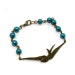 Teal Swallow Bracelet, Beaded Bird Bracelet
