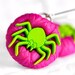 READY TO SHIP Sale- Spider Earrings Neon Lime Green in Plum Purple Polymer Clay Great Gift for Teens or Halloween Witch Costumes