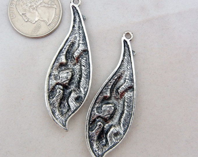 Pair of Antique Silver-tone Lizard Drop Charms