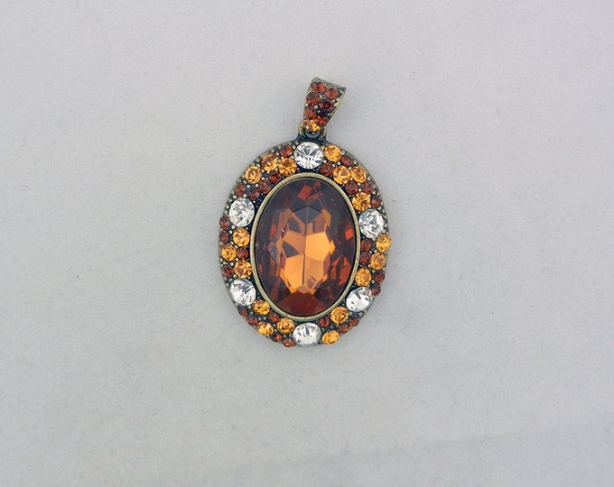 Burnished Gold-tone Oval Pendant