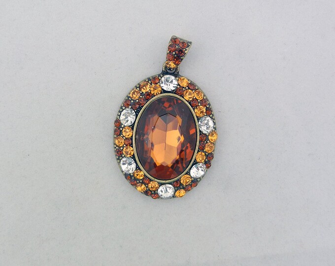 Burnished Gold-tone Oval Pendant