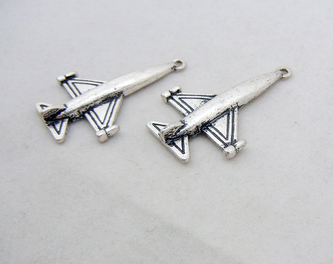 Antique Silver-tone Glider Plane Charms