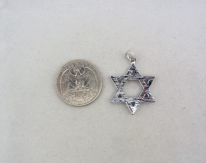 Silver-tone Rhinestone Accented Star of David Pendant