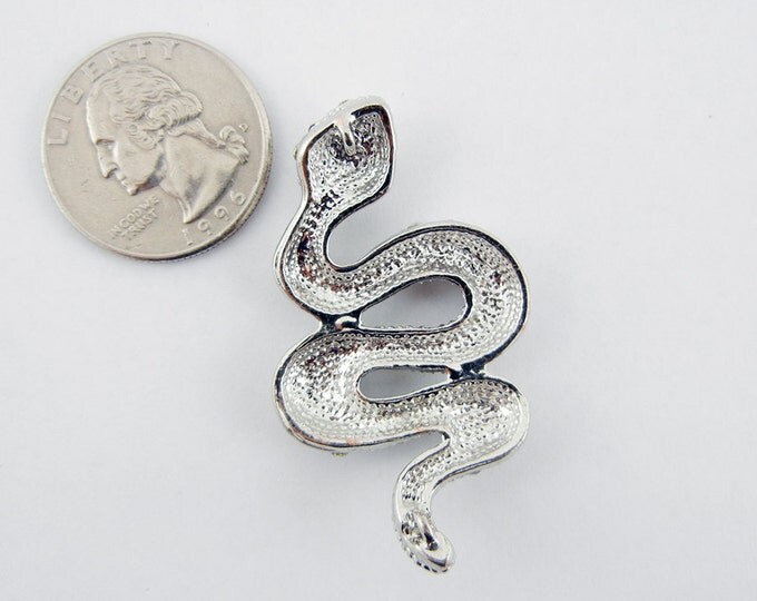 Silver tone Rhinestone Snake Pendant Double Link