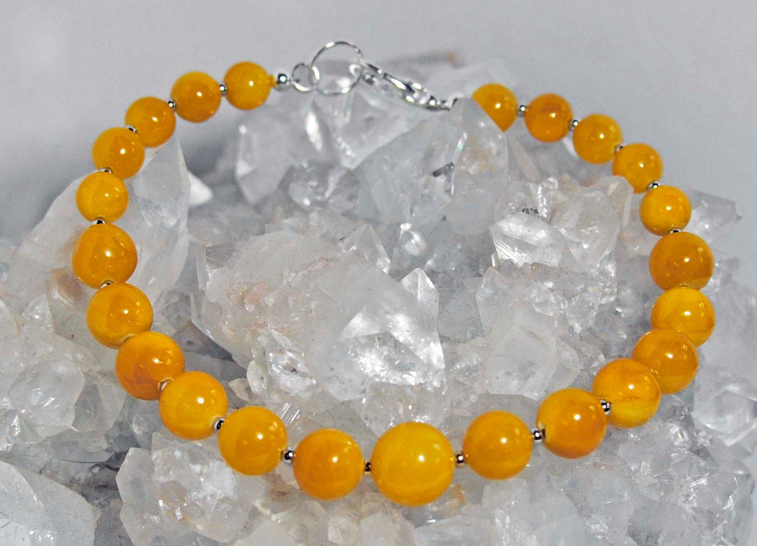 Chunky big bold yellow mustard quartz stone beaded by wedoart