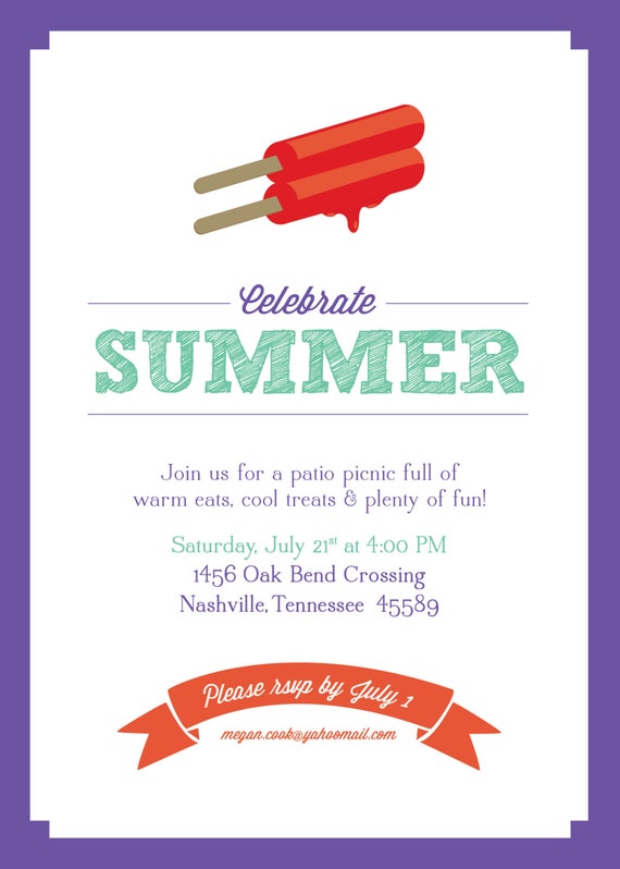 Items similar to Summer Party Invitation on Etsy