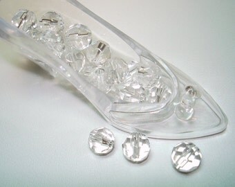 Clear Faceted Glass Round Beads (Qty 20) - B1439