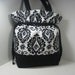 Insulated Lunch Bag Tote, Large - Damask in Black and White