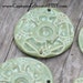 SALE Pottery Pendant Bead Carved Flower