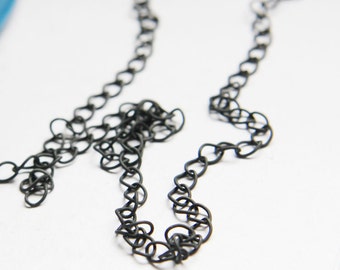 6 Feet Matte Black Plated Brass Base Extension Chains - Waved Oval 5x4mm (421C07)(160SB4)