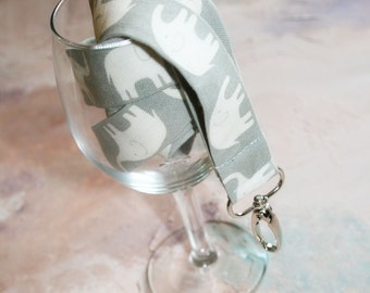Lanyard, Fabric Lanyard, Id Badge Holder, Elephant Lanyard, Grey lanyard, Elephant ID Badge Lanyard in Elephant Walk Grey
