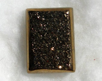 Gold Titanium Druzy rectangle gem, 15x11.2mm, 10.48 carats all crystal top 096-12-005