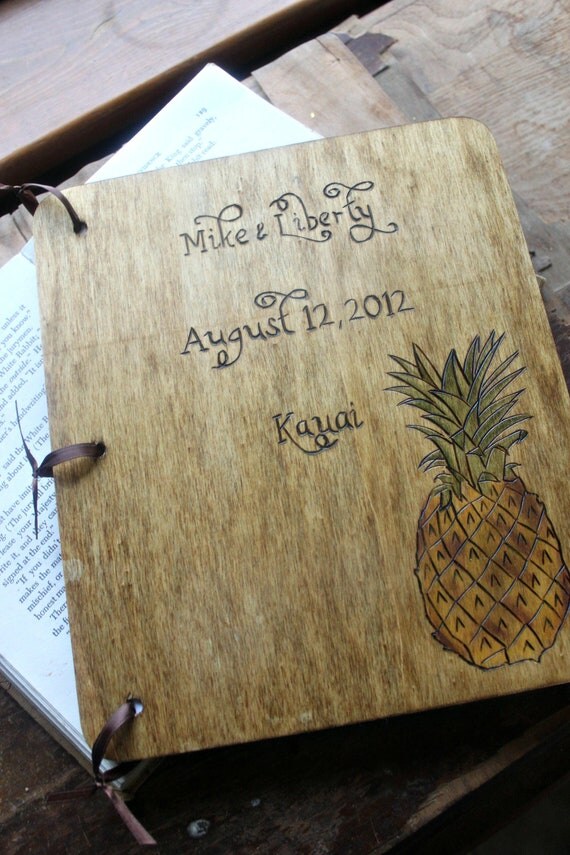 Custom Wedding Guest Book - Pineapple by LazyLightningArt