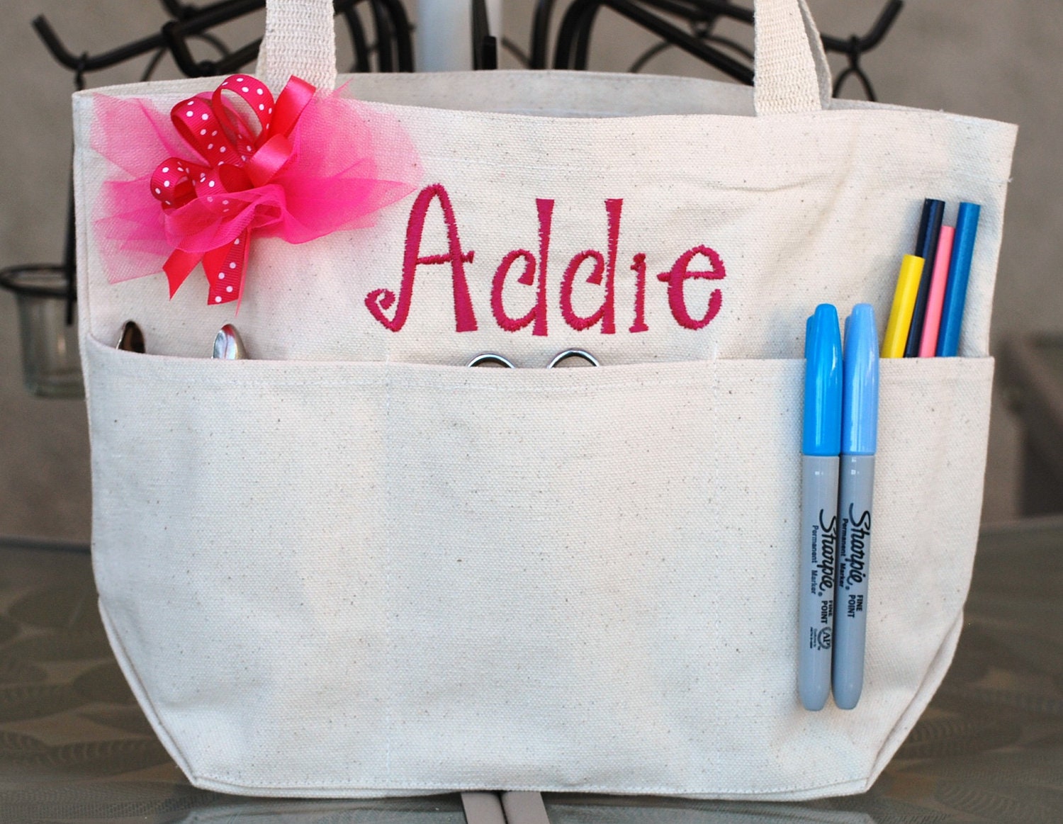 Girls personalized small canvas tote bag great birthday bag