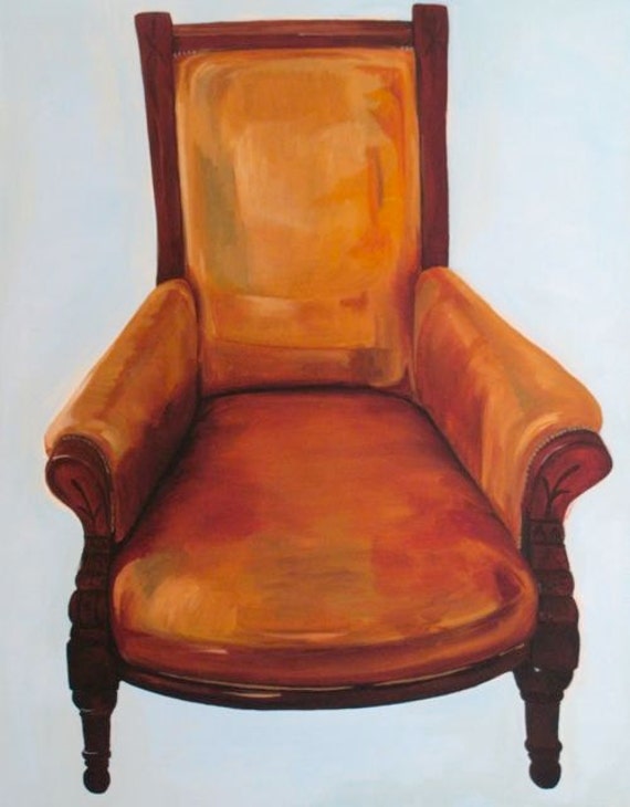 Items similar to The Comfy Chair, original oil painting on canvas