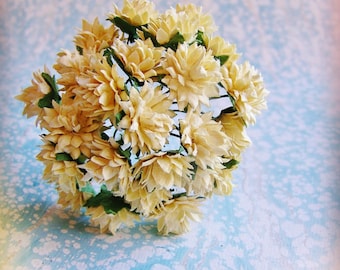 Warm Ivory Dahlias Vintage style Millinery Flower Bouquet - for decorating, gift wrapping, weddings, party supply, holiday