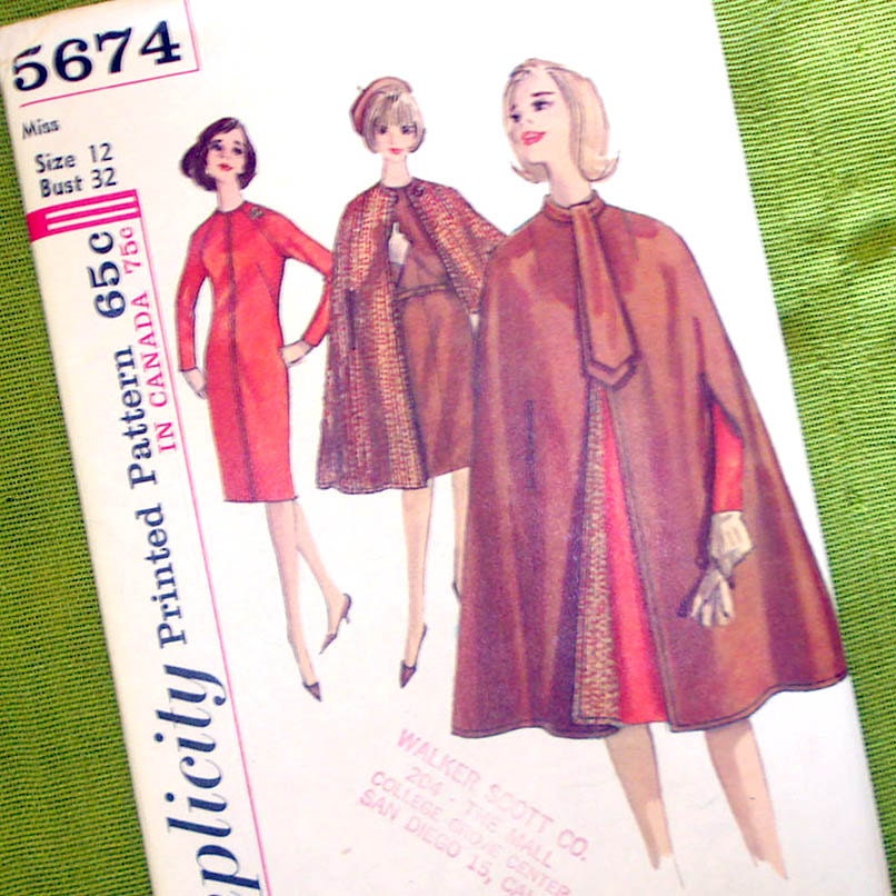 1960s Vintage Sewing Pattern Dress and Reversible by SelvedgeShop