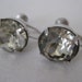 Shabby Rhinestone Stud Earrings Silver Screw Vintage