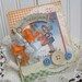shabby chich halloween little girl and PUPPY pumpkins happy halloween banner stitched handmade card