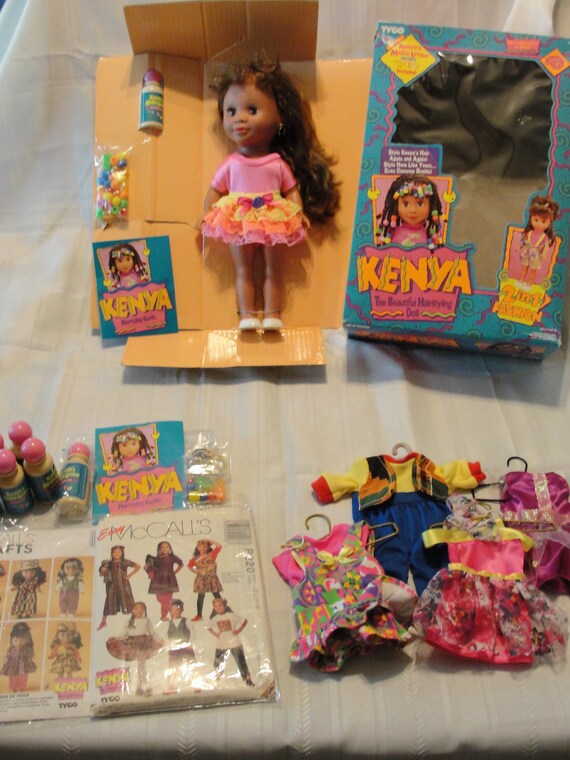 1992 Tyco toys Kenya The Beautiful Hairstyling doll plus lots