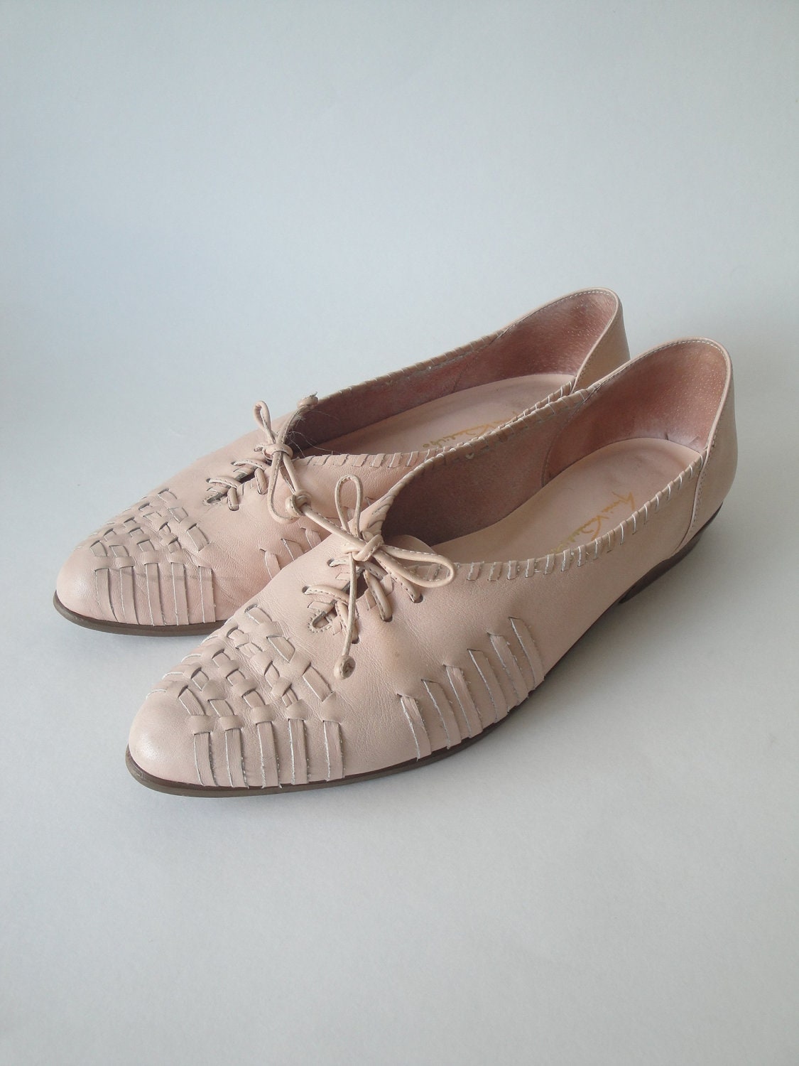 Vintage Gloria Vanderbilt Shoes Pale Pink Leather Flat size 8