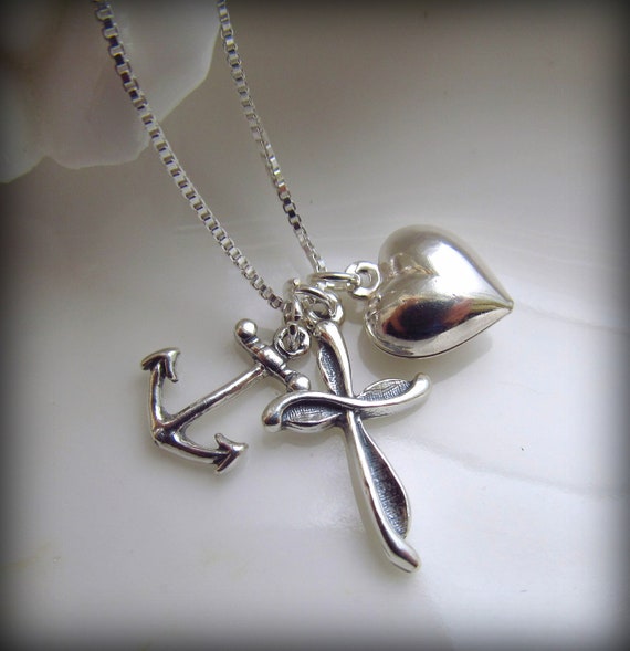 Anchor Heart Cross Necklace 925 Sterling by ValentineStudios