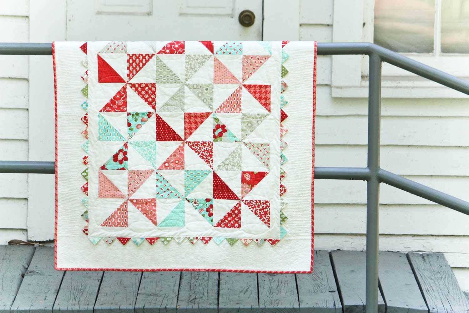 Vintage Modern Pinwheel Baby Quilt