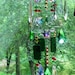 Custom for Val, glass wind chime sun catcher stained glass, red,green brown,27" in length