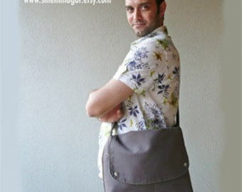 Messenger, Grey canvas with Yellow lining ,adjustable strap ,CITY..