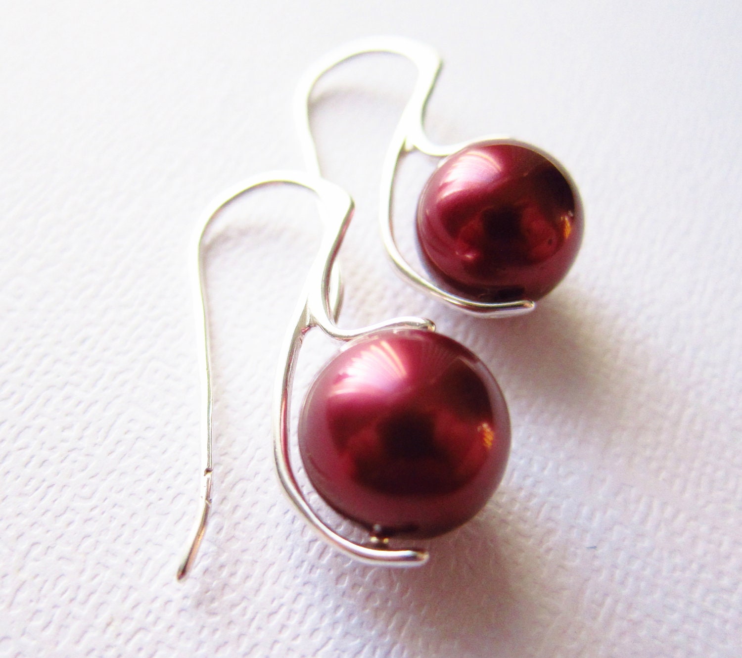 Red Pearl Earrings Red earrings pearl earrings tahitian