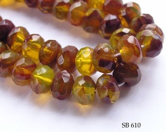Czech Glass Beads Autumn Faceted Rondelle 8mm (SB 610) 12 pcs BlueEchoBeads