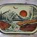 Vintage Western Style Mountain Scene Brass Belt Buckle
