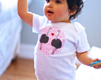 Olive the OSTRICH Baby GIRL Bodysuit 0-24 Months Valentines Day