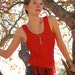 Fringe Top Vintage 70s Red Macrame Hippie Bohemian Beaded Fringe Top (xs s)