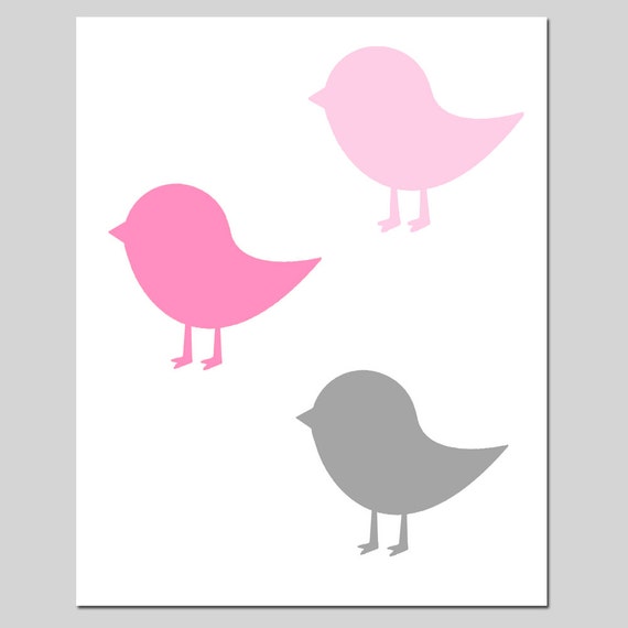 Baby Birds 11x14 Bird Silhouette Print Modern Nursery