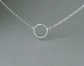 Tiny Circle Sterling Silver Necklace - Eternity Necklace - Karma Necklace