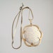 Vintage Howlite Pendant Necklace Openwork Large on Chain Cream Gray Stone