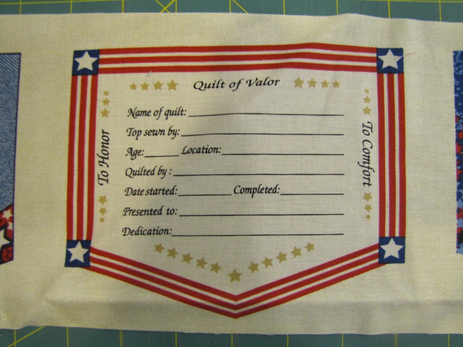 Quilts of Valor Fabric Labels Red Rooster