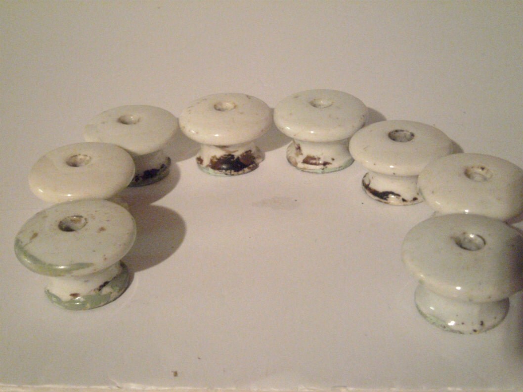 Vintage Porcelain Knobs Cream Colored by carriesattic