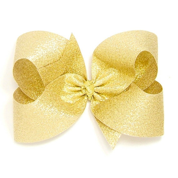 Metallic Gold Hair Bow Gold Glitter Hair Bows for by MySweetieBean